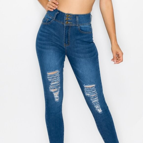 High Waisted, Distressed, Lover Brand Skinny Jeans - Picture 5 of 6